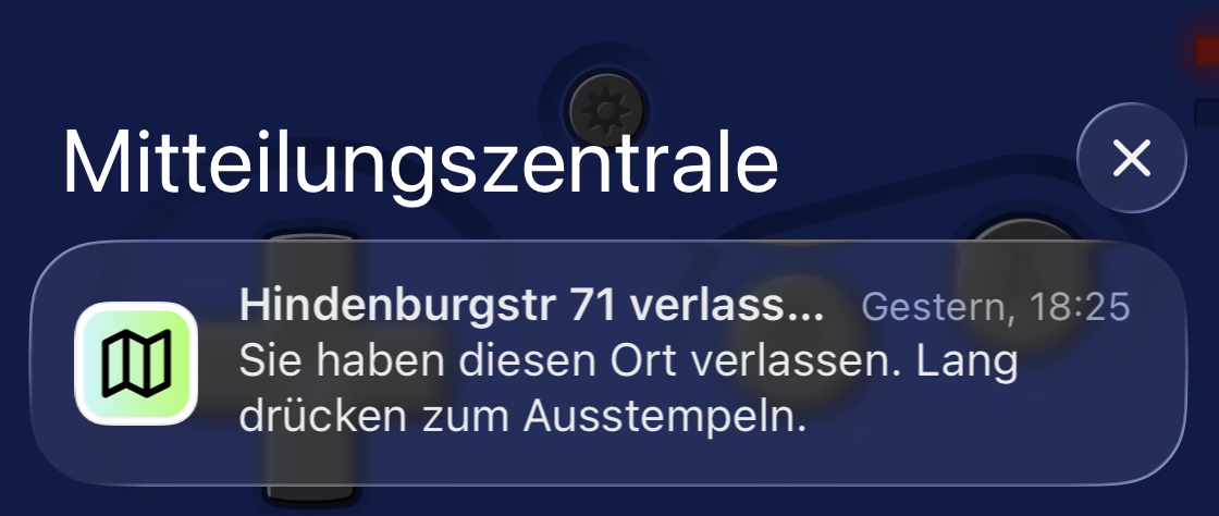Beispiel für eine Erinnerung beim Betreten der Baustelle