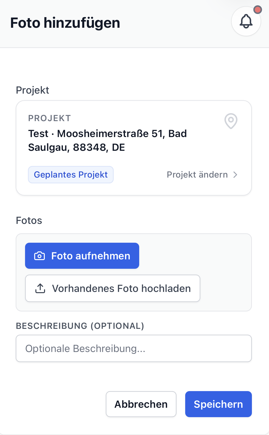 Beispiel für die mobile Erfassung auf der Baustelle