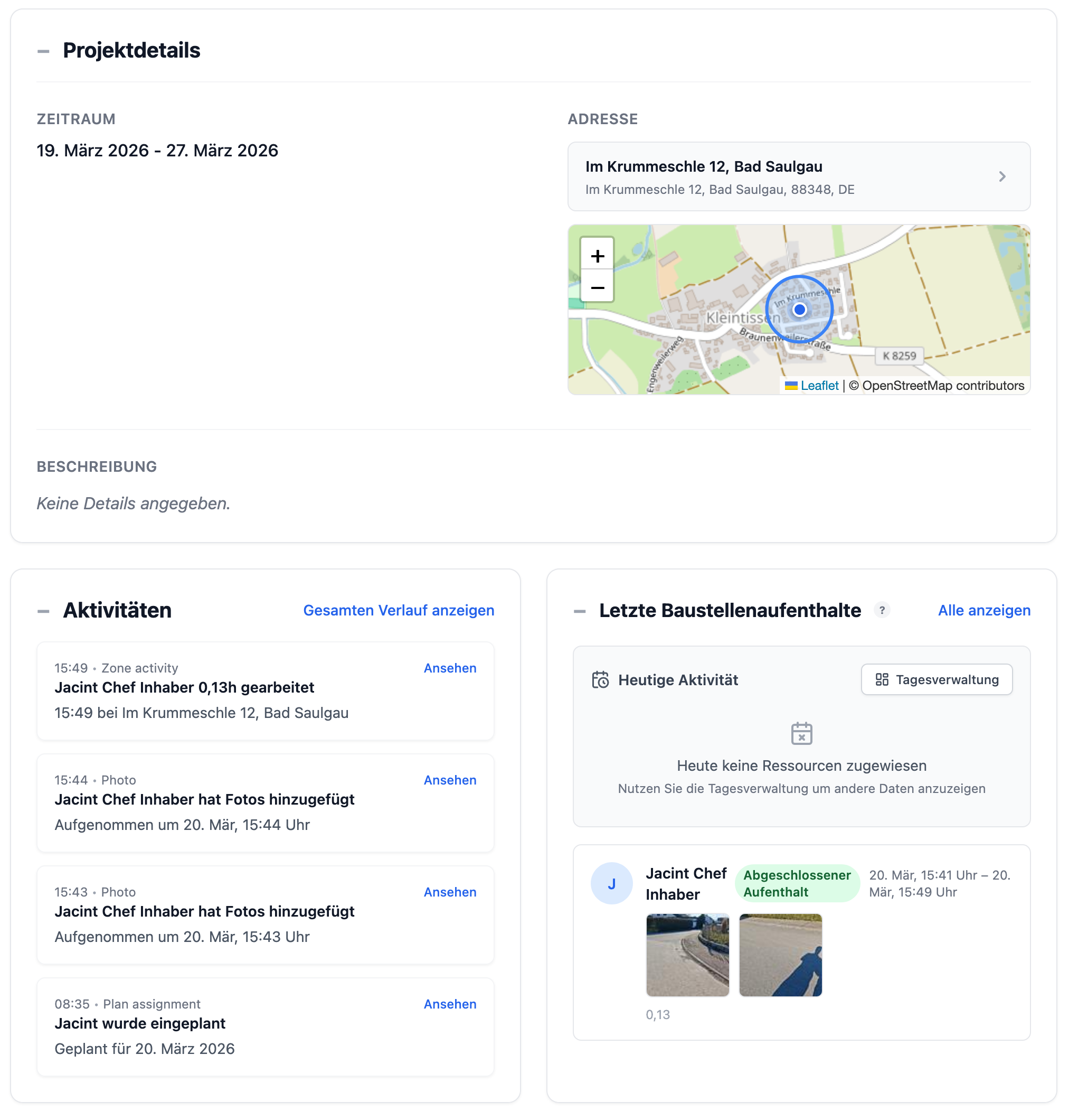 Beispiel für die Übersicht im Büro